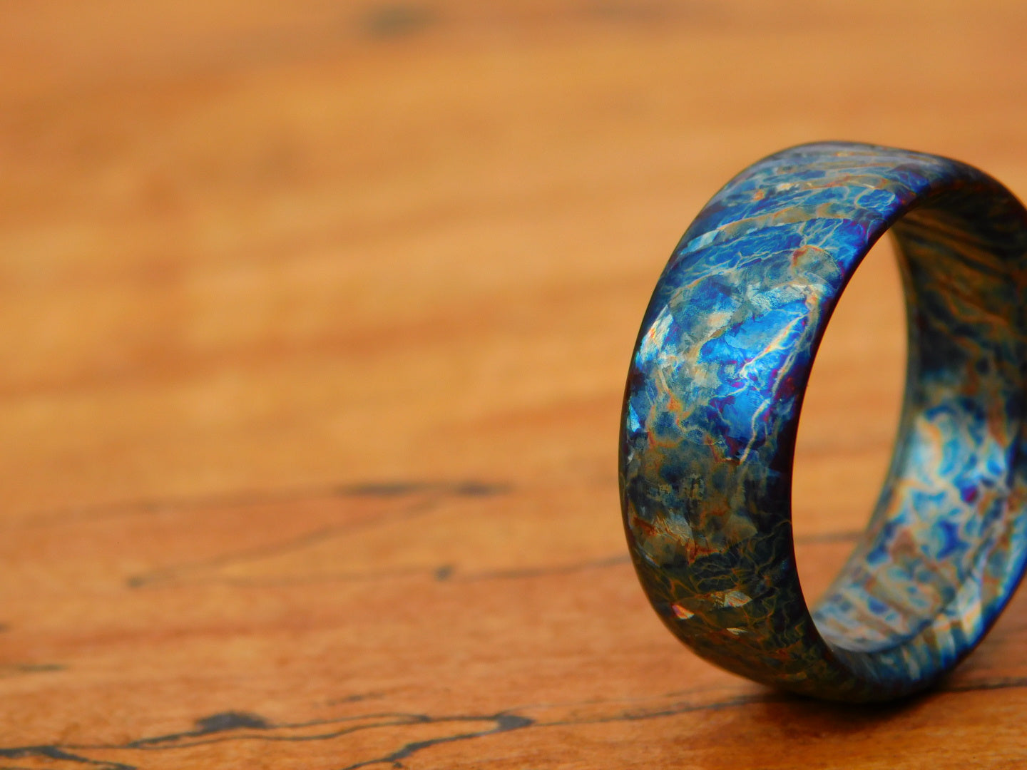 Entropic Crystallized Titanium Damascus Ring