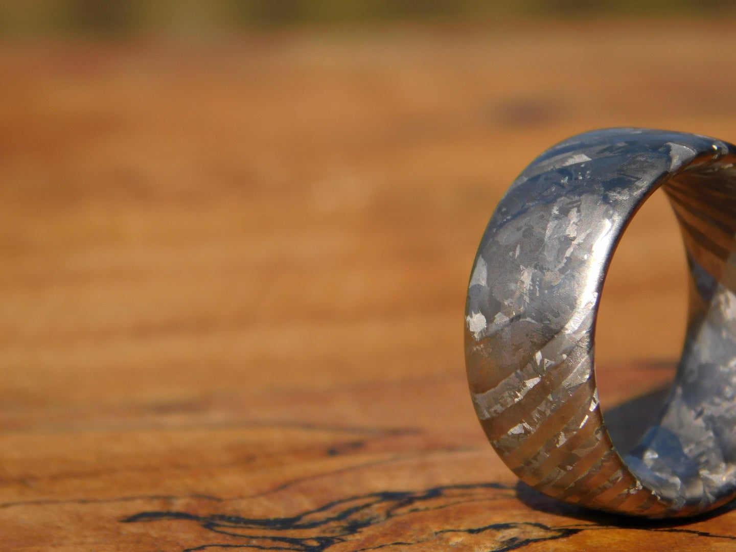 Raw Crystallized Titanium Damascus Ring