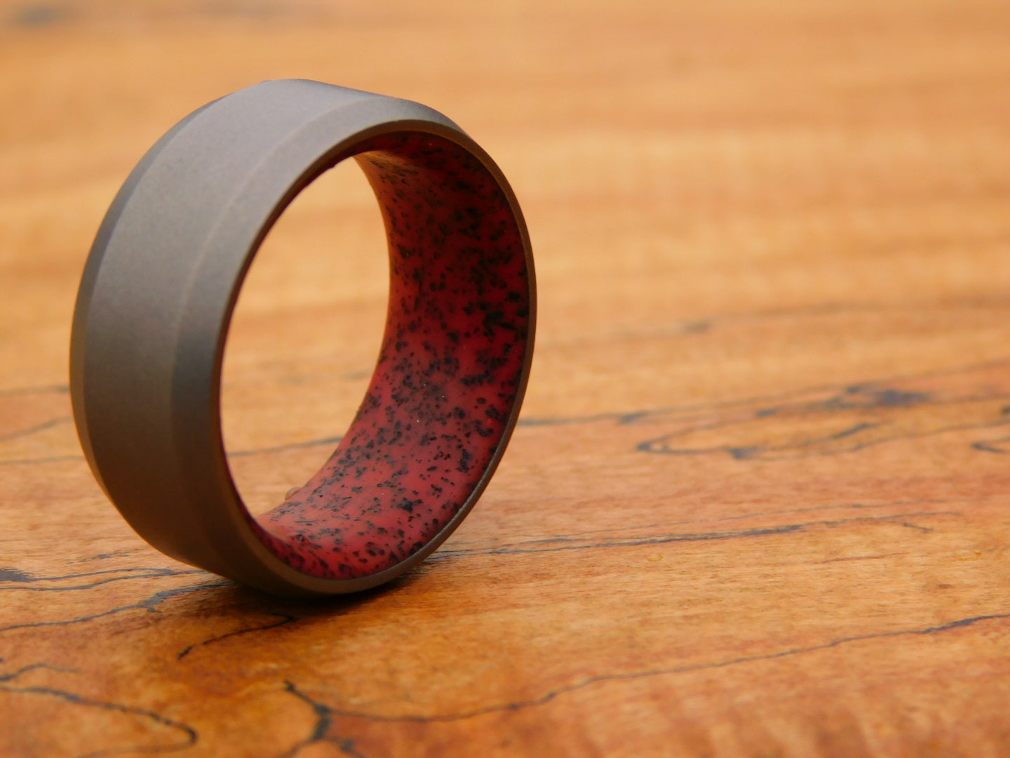 Blasted Titanium x Red Grip-X Ring - Size 10