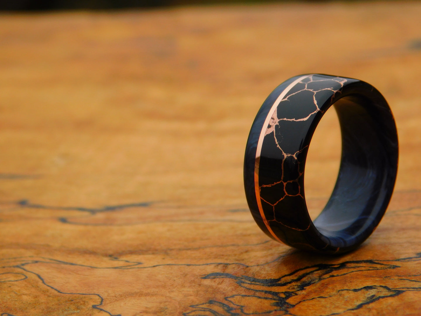 Black Gem x Copper Vein Ring
