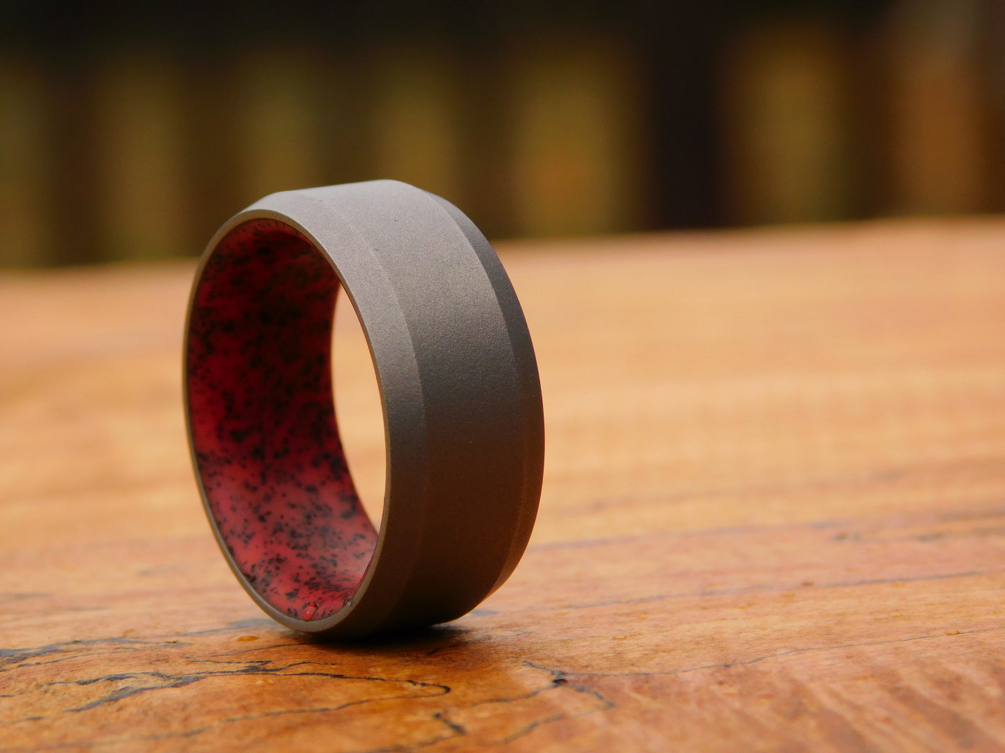 Blasted Titanium x Red Grip-X Ring - Size 10