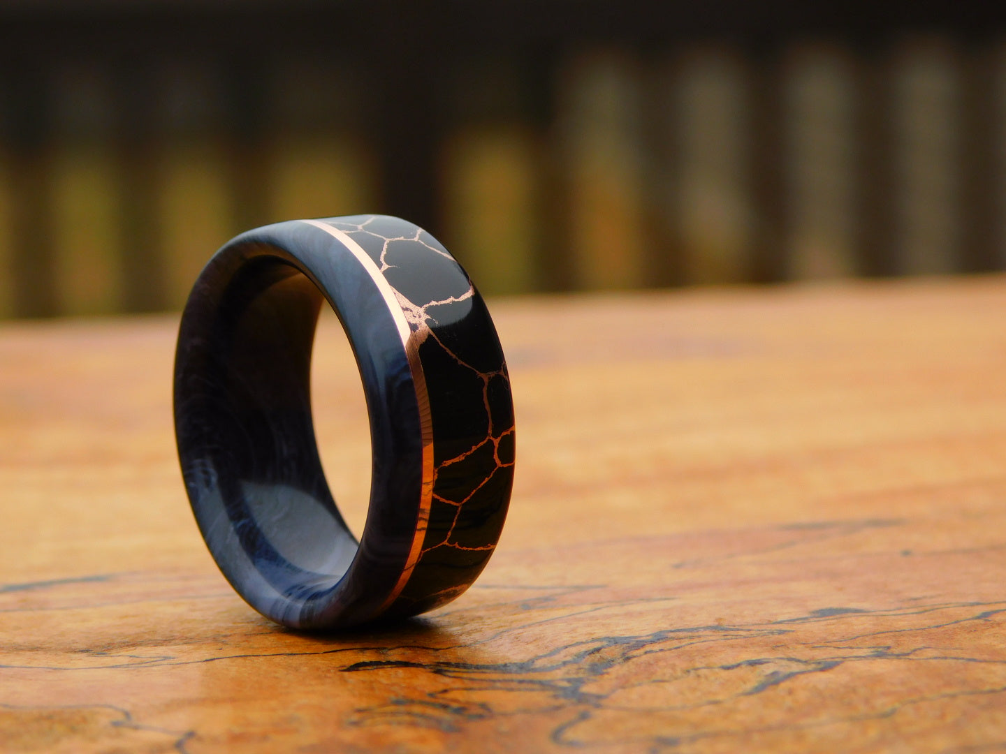 Black Gem x Copper Vein Ring