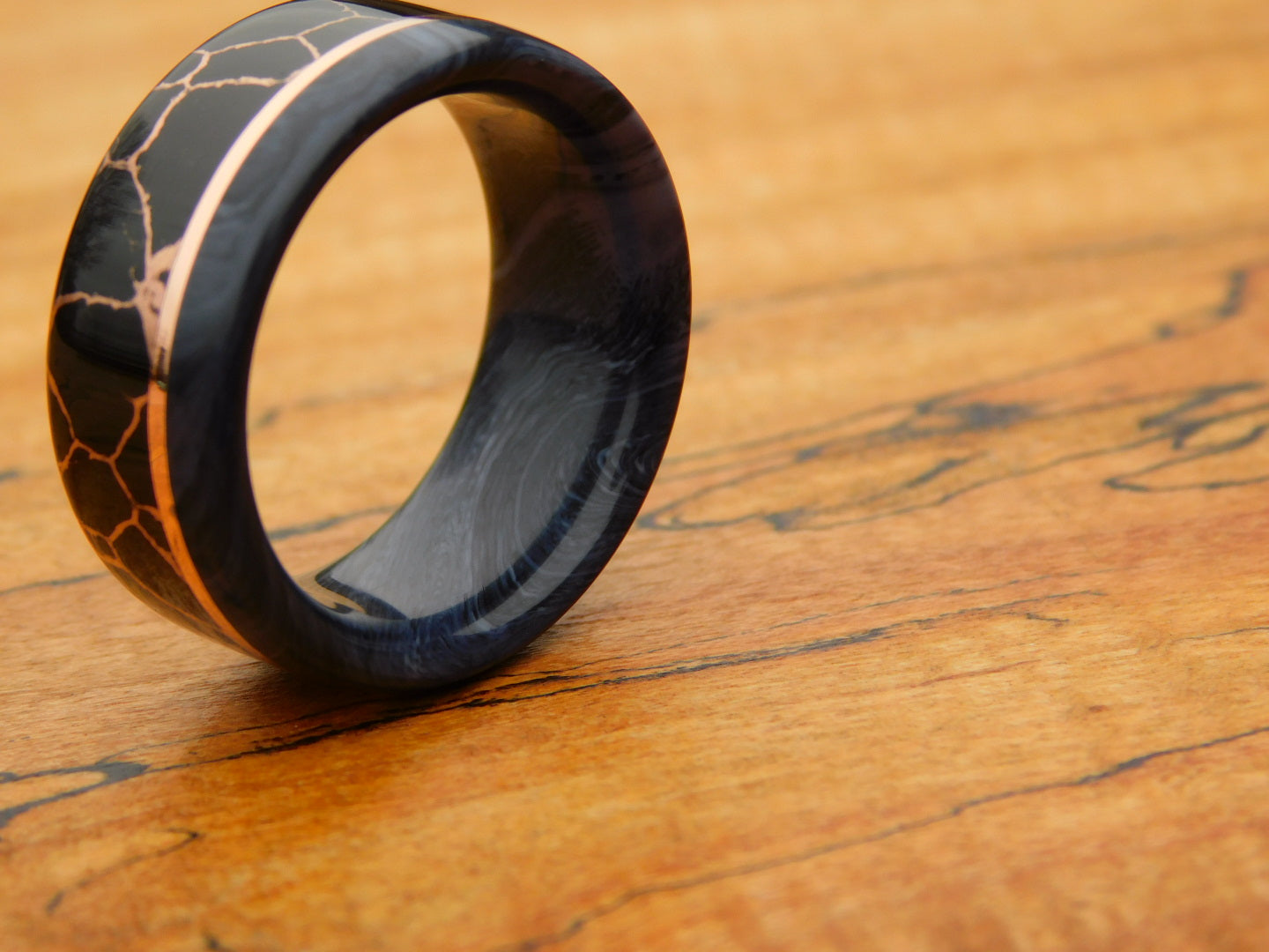 Black Gem x Copper Vein Ring
