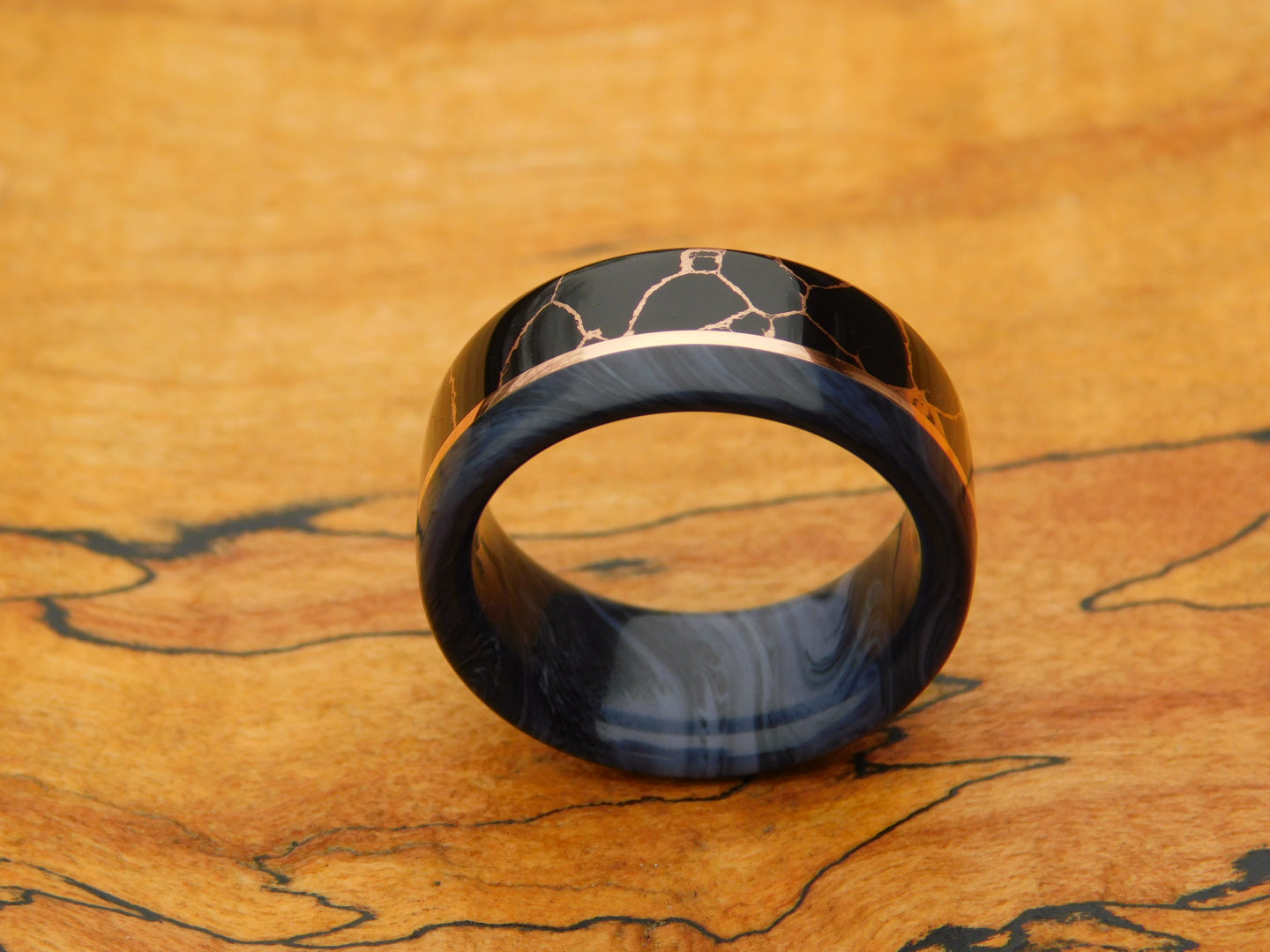 Black Gem x Copper Vein Ring