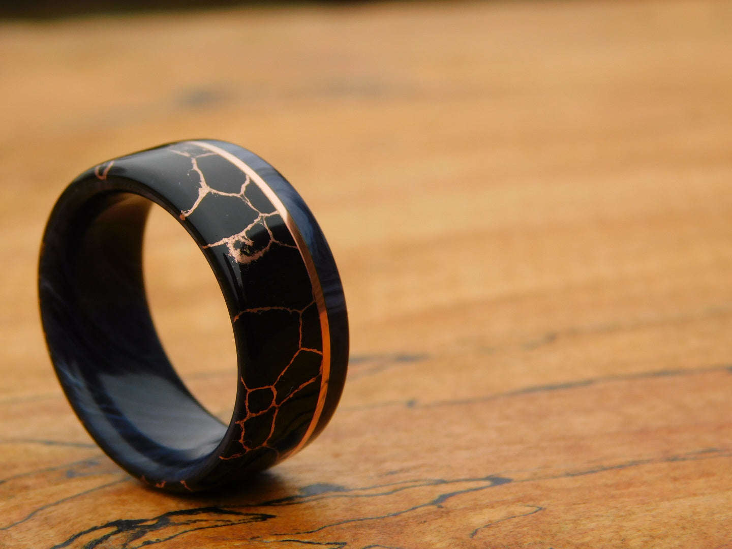 Black Gem x Copper Vein Ring