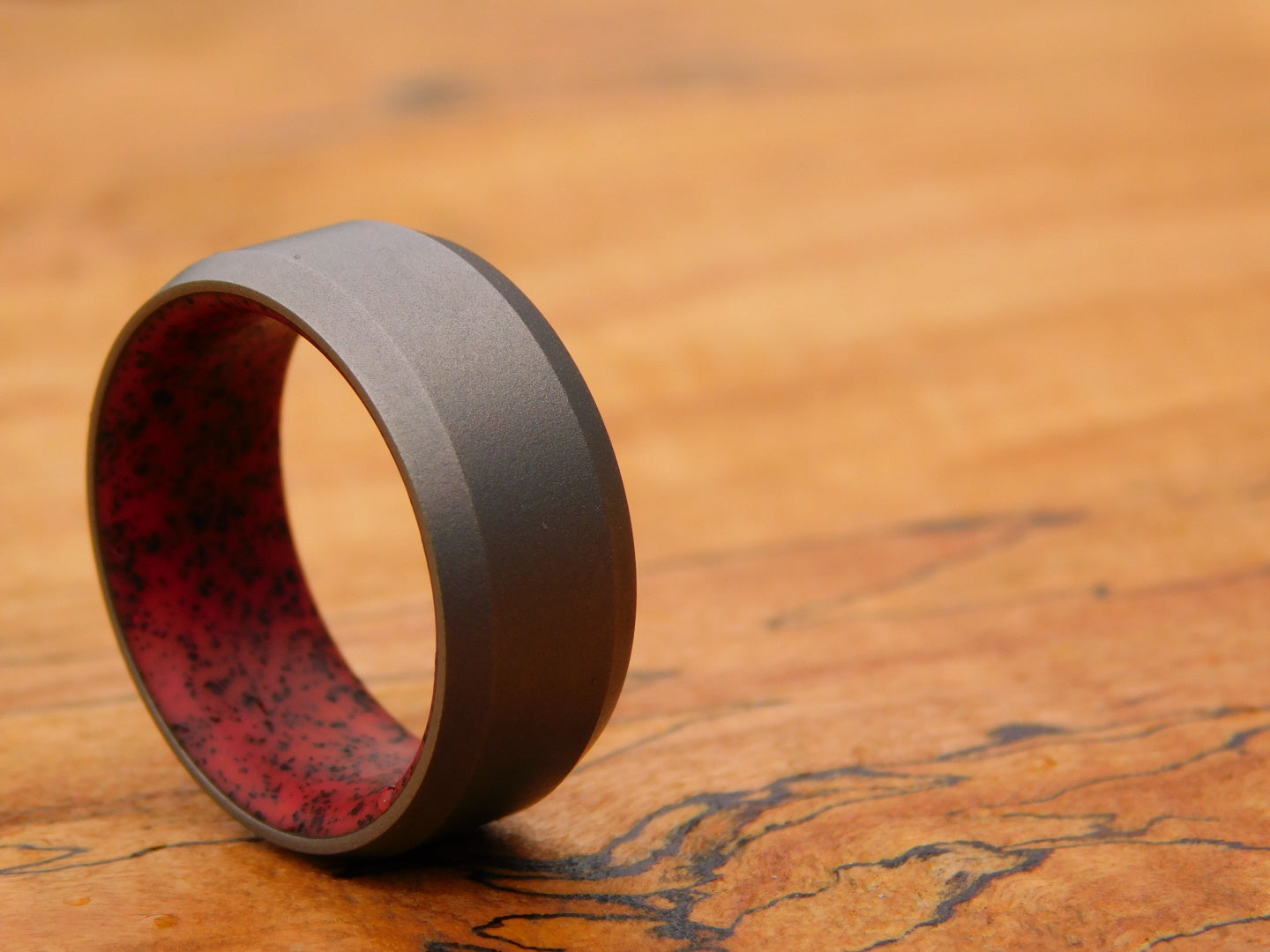 Blasted Titanium x Red Grip-X Ring - Size 10