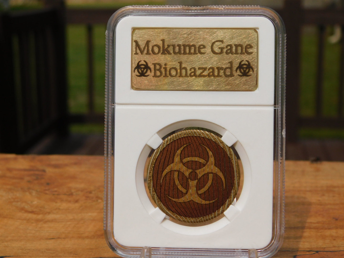 Biohazard Mokume Gane Coin