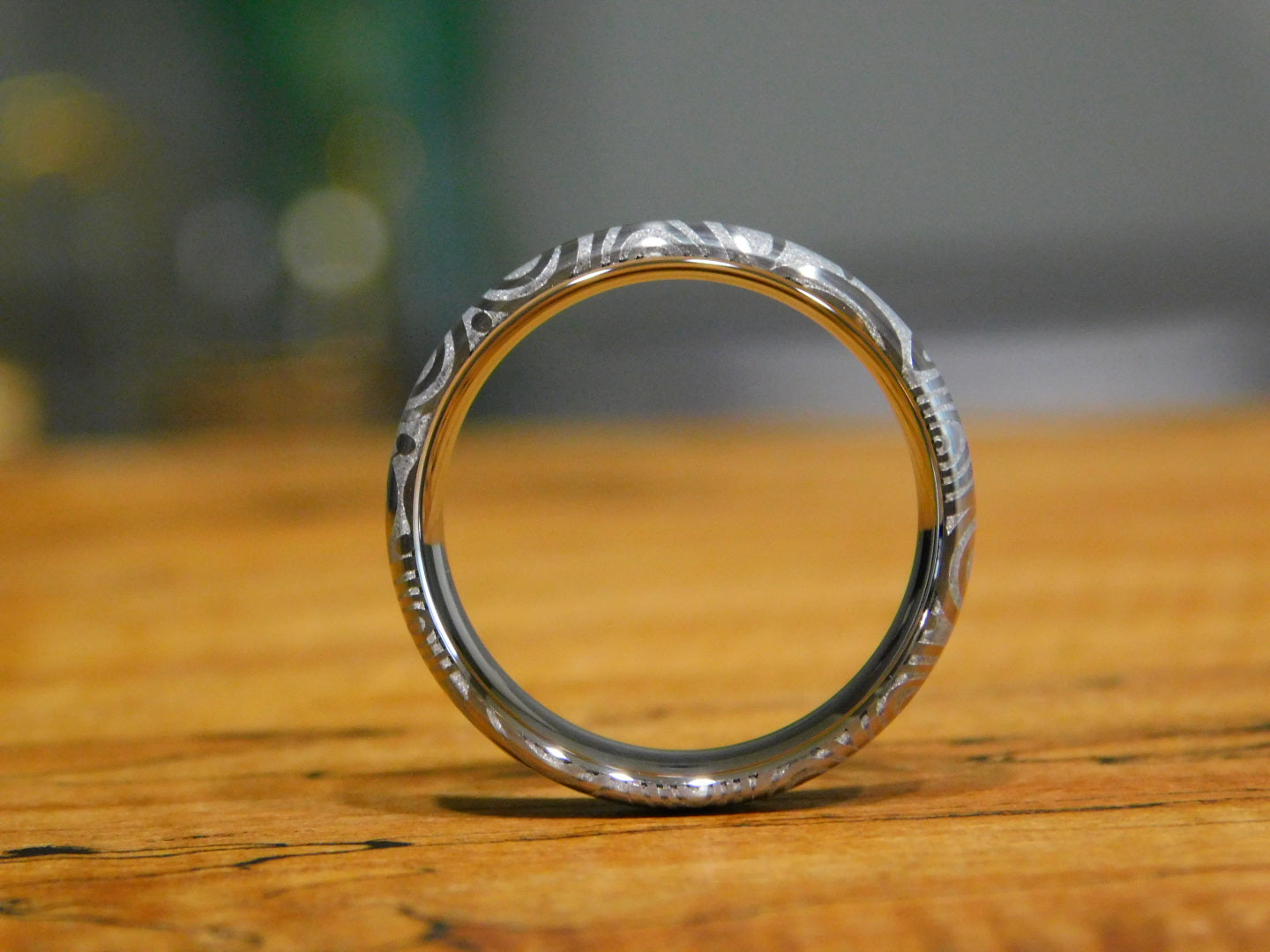 Fenja Stainless Steel Damascus - Polished Ring
