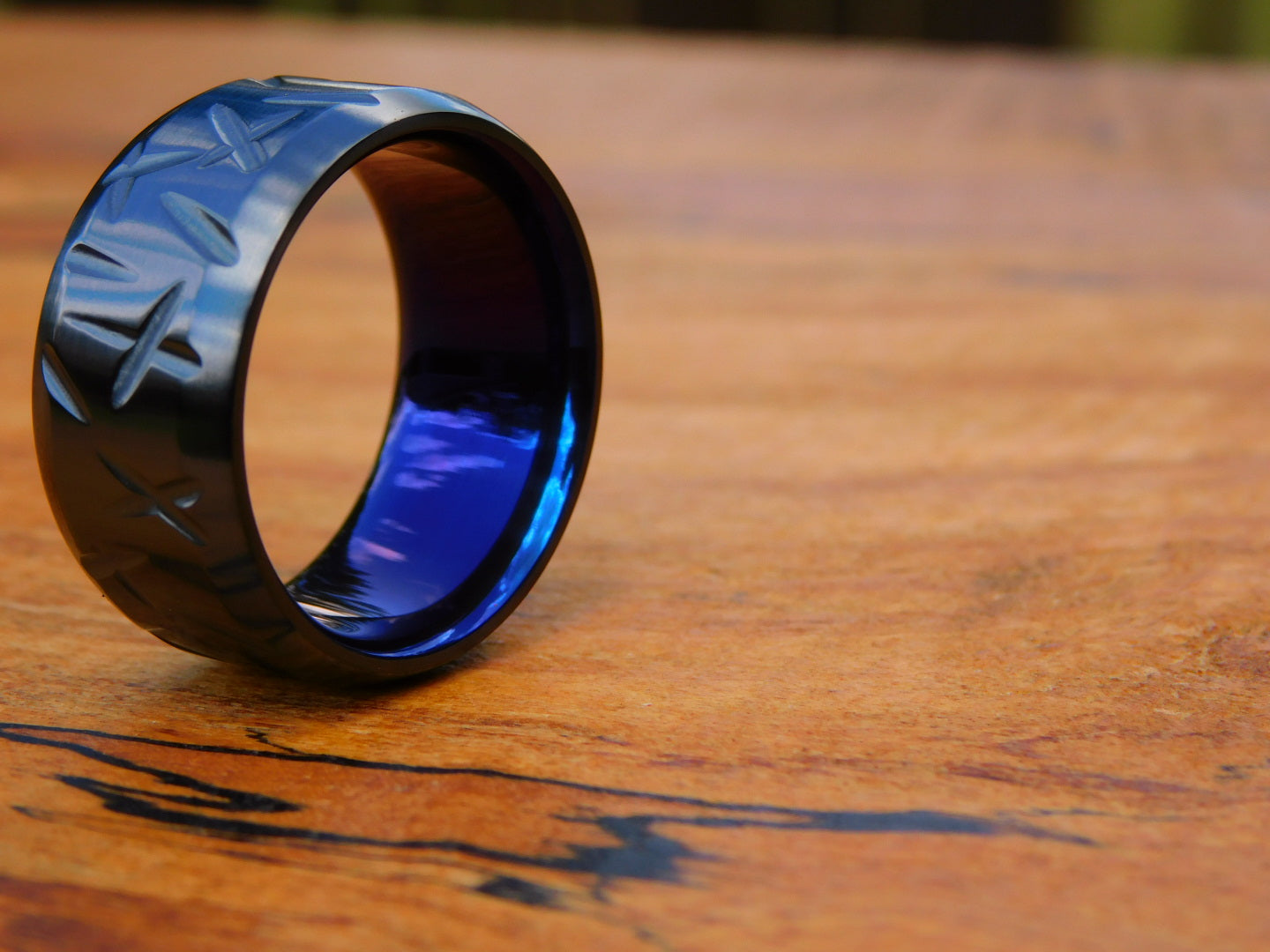 Flamed Black Titanium Battle-Born Ring