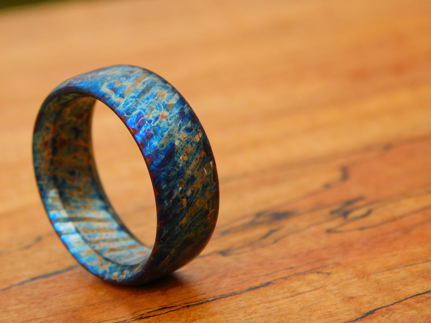 Entropic Crystallized Titanium Damascus Ring