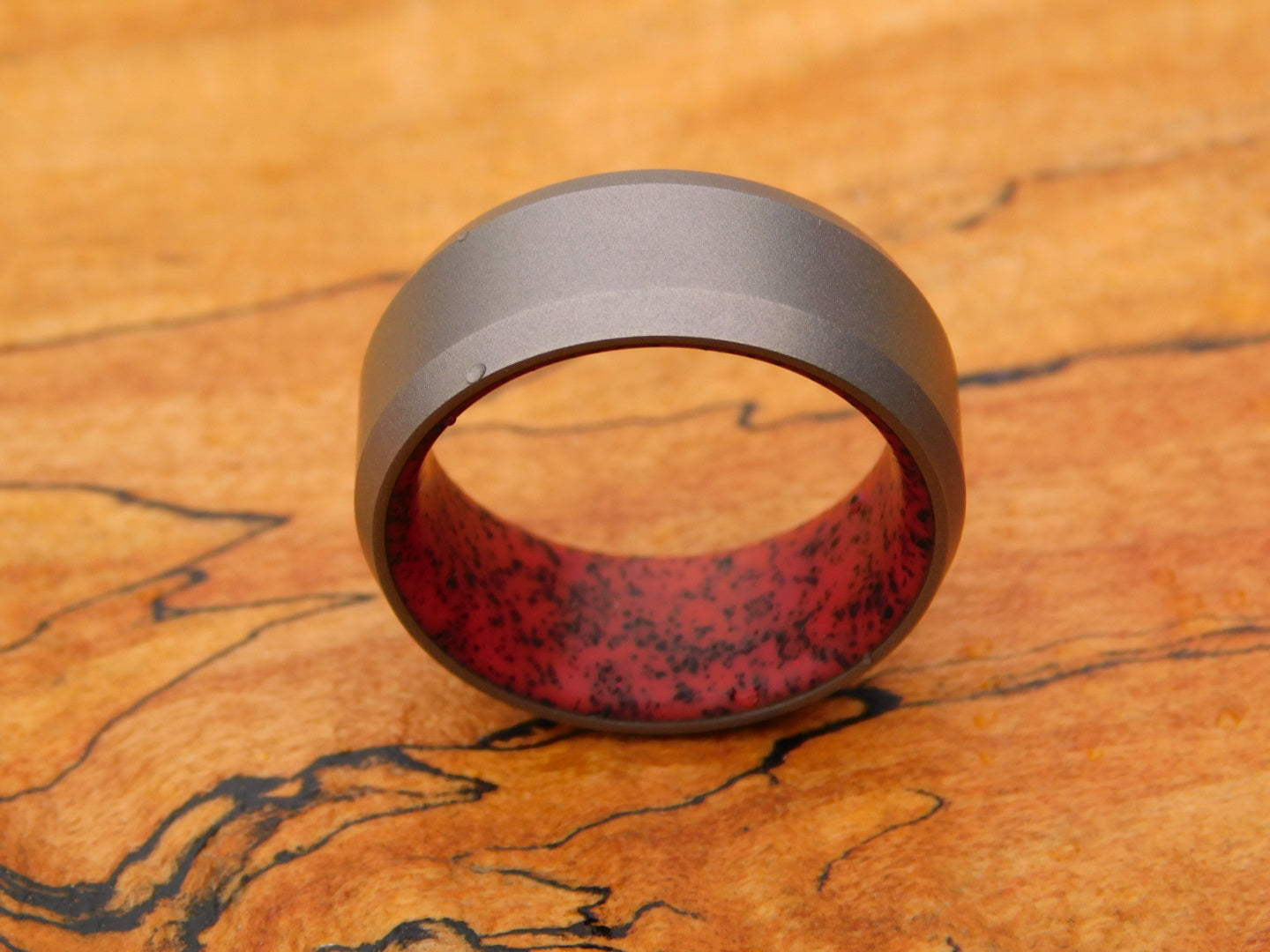 Blasted Titanium x Red Grip-X Ring - Size 10