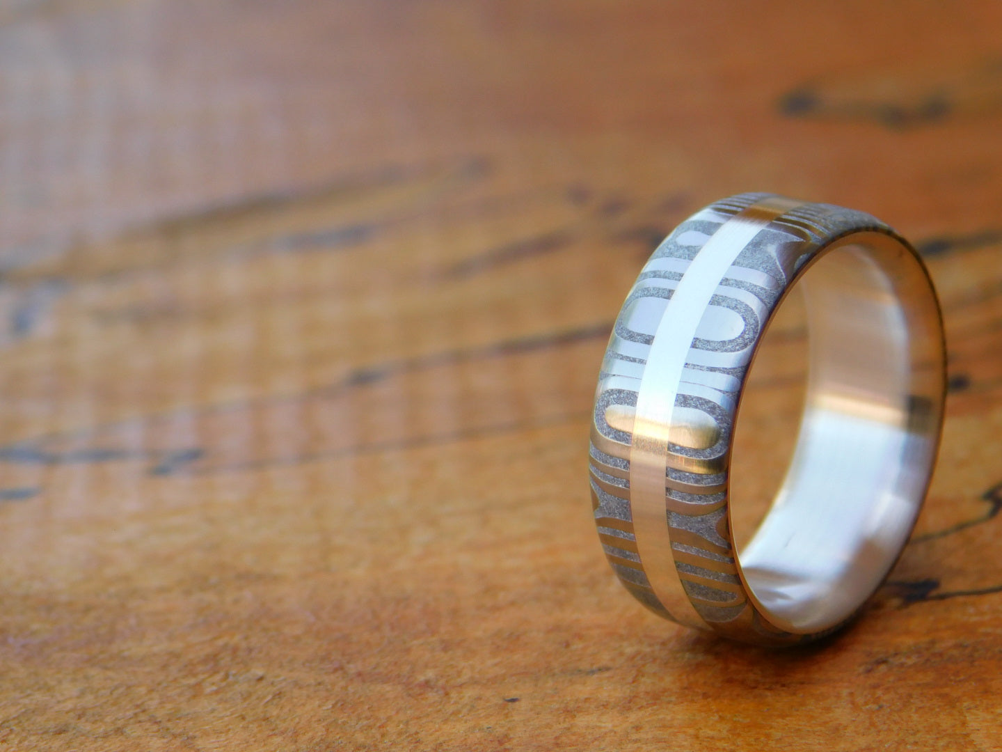 Fenja Stainless Damascus x Sterling Silver Ring