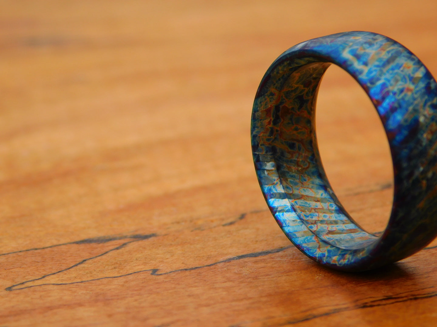 Entropic Crystallized Titanium Damascus Ring