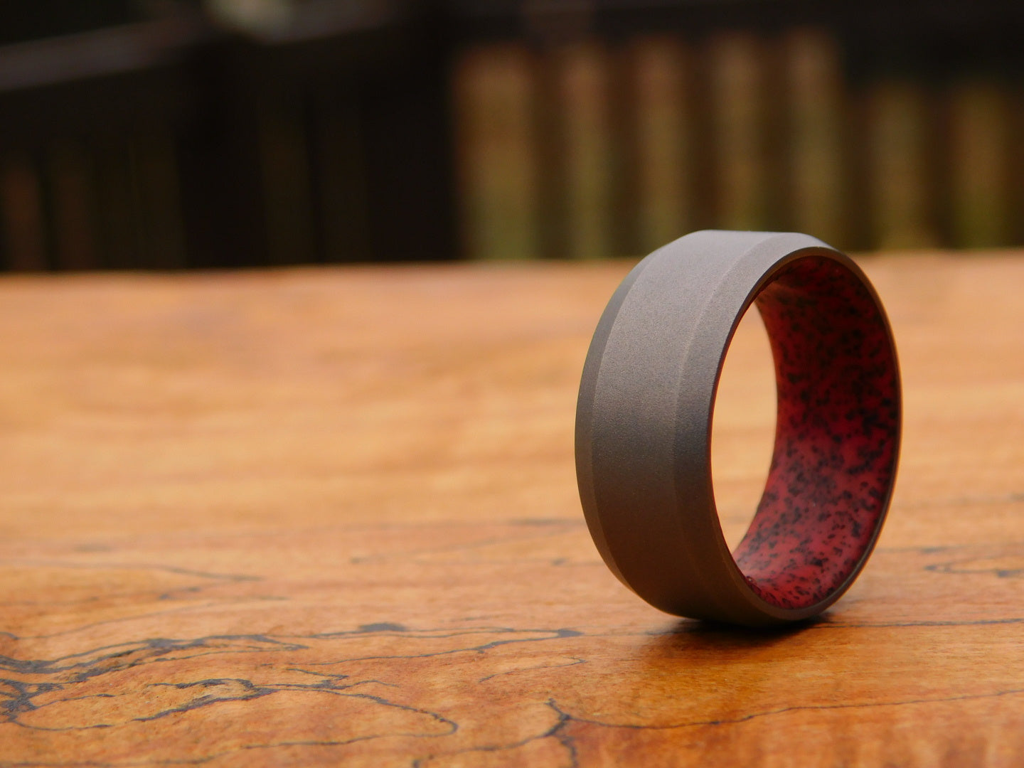 Blasted Titanium x Red Grip-X Ring - Size 10
