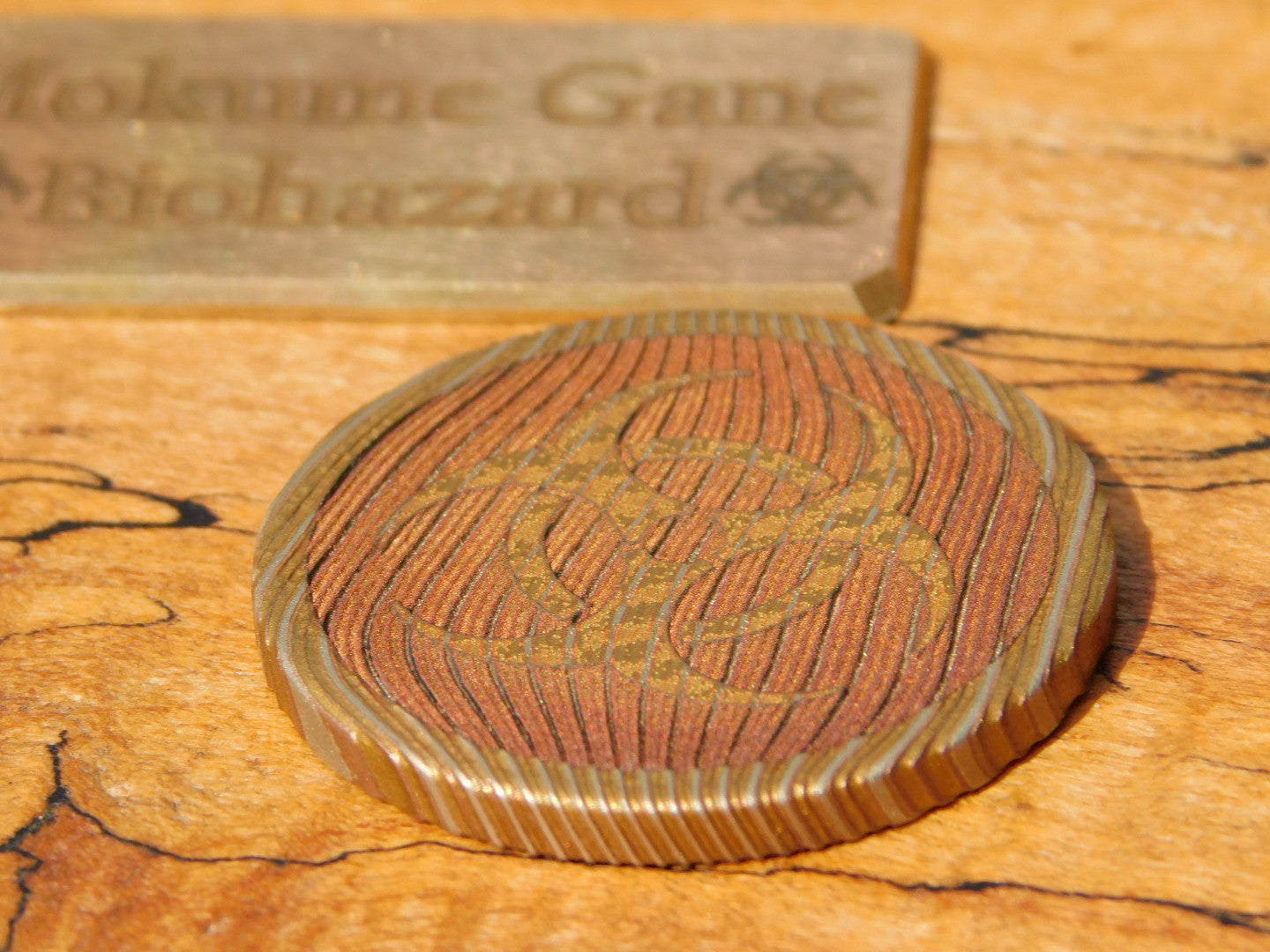 Biohazard Mokume Gane Coin