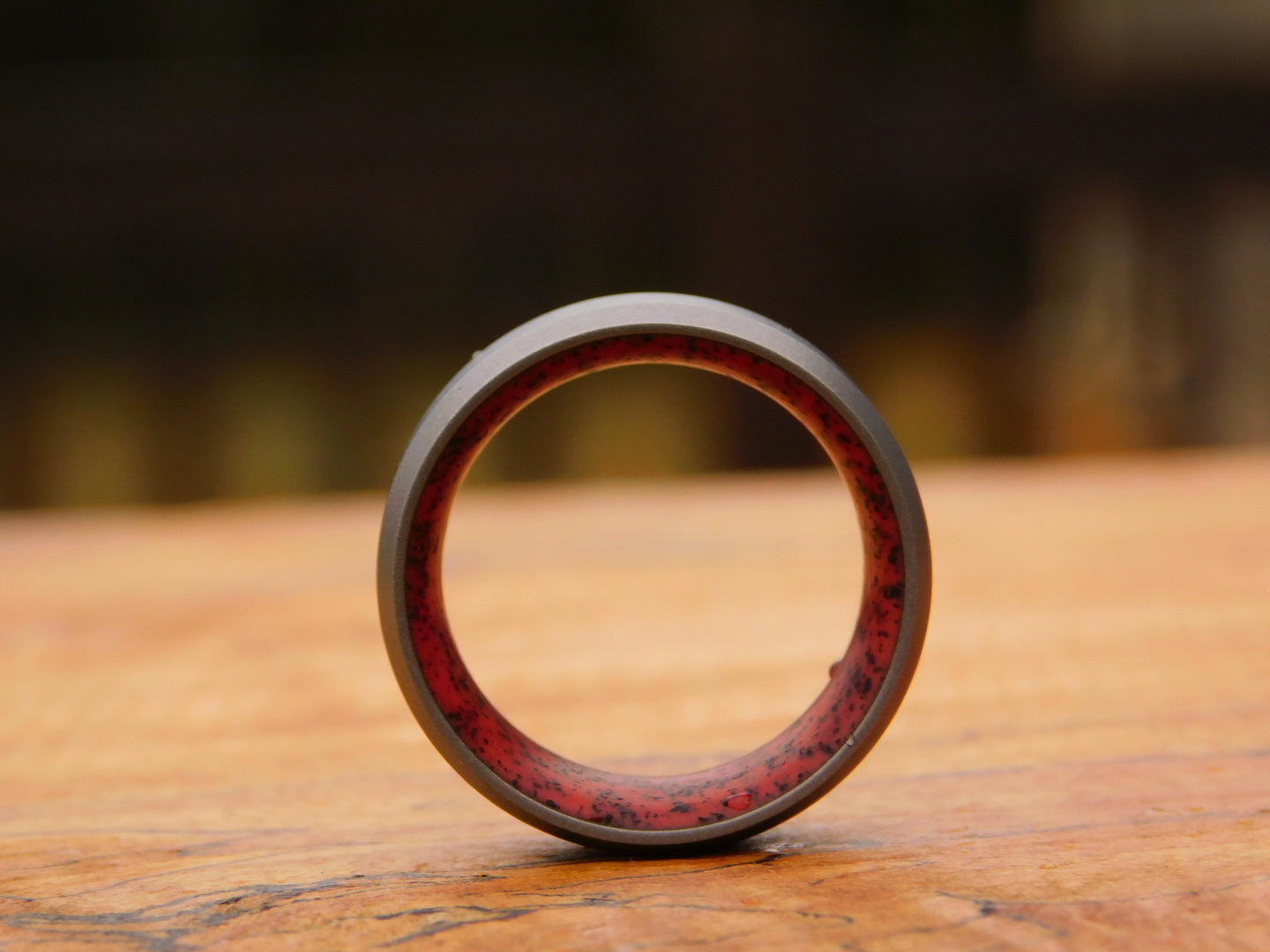 Blasted Titanium x Red Grip-X Ring - Size 10