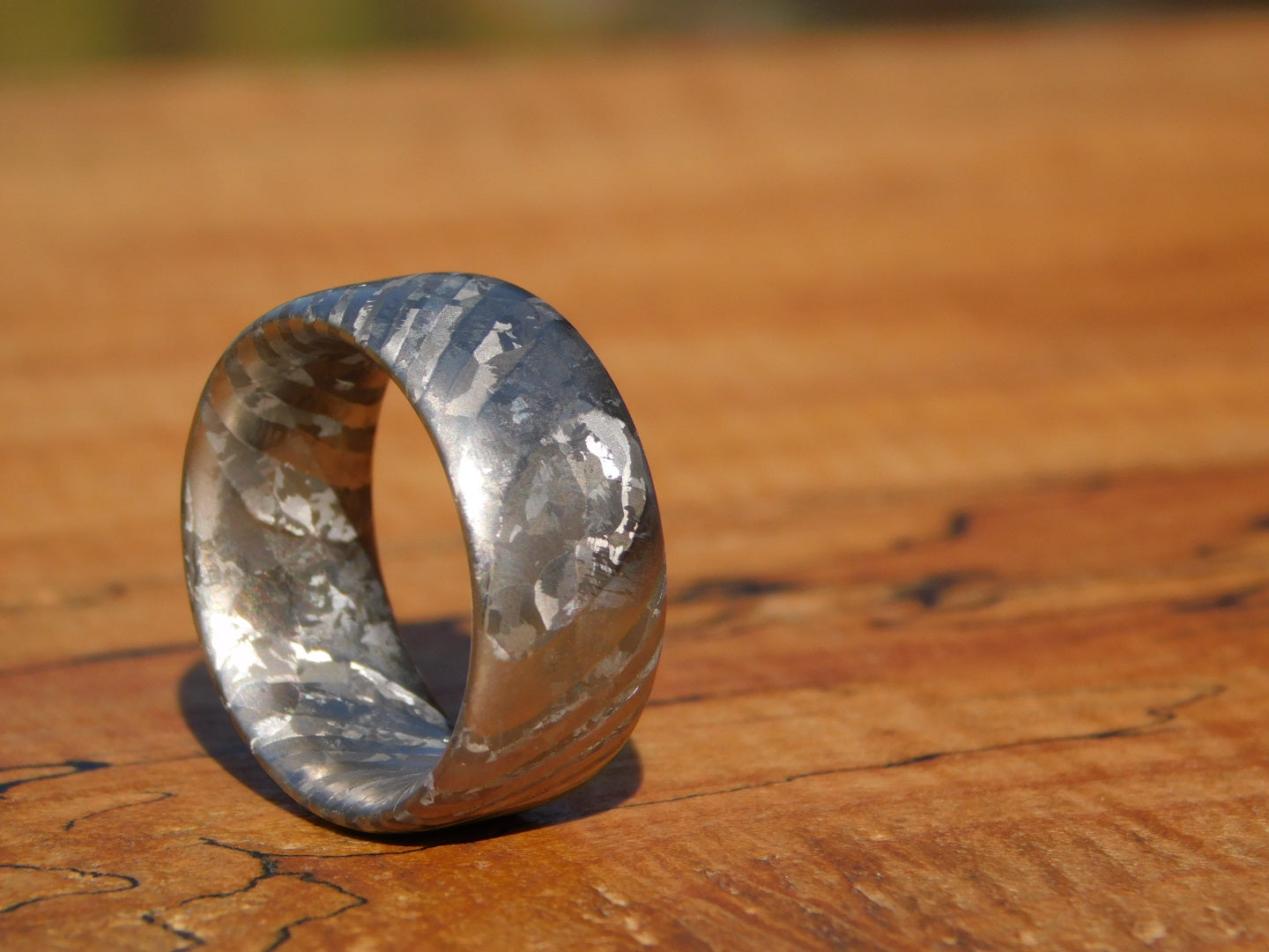 Raw Crystallized Titanium Damascus Ring