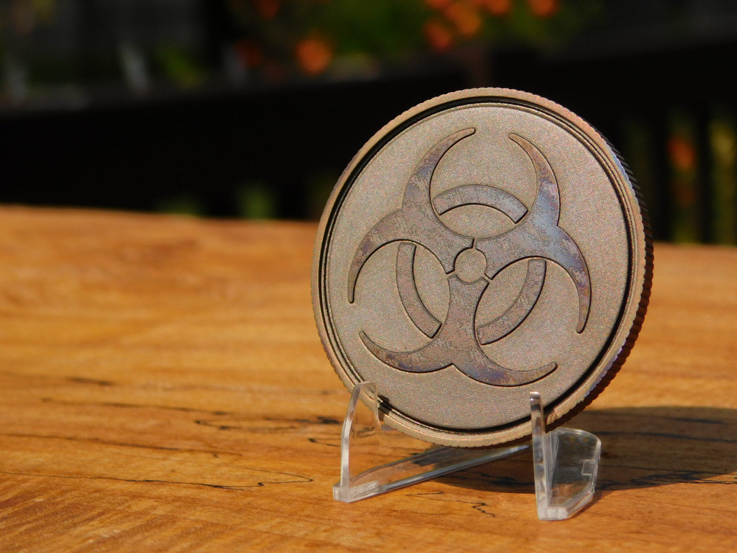 Biohazard Stainless x Carbon Fiber Coin