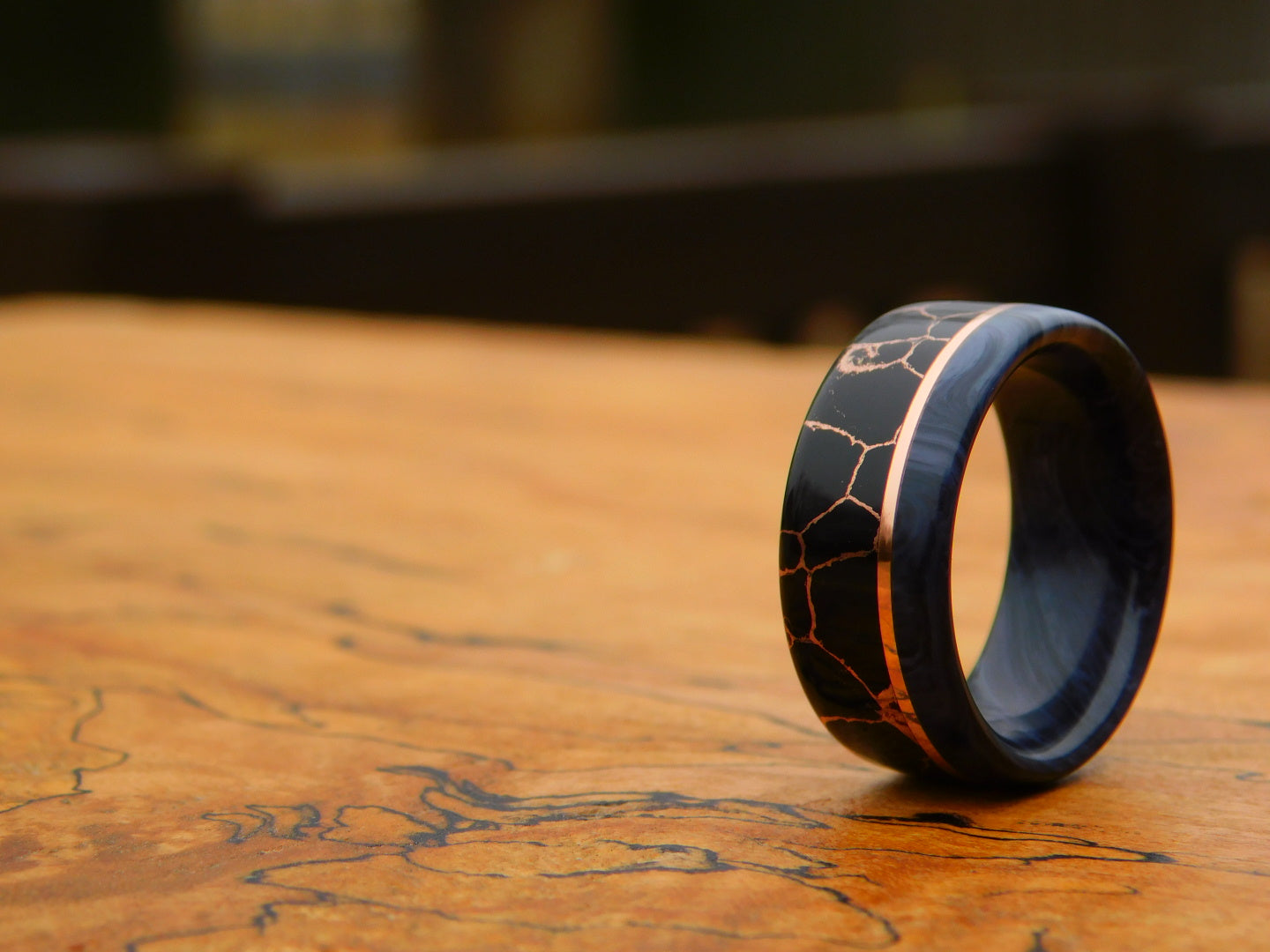 Black Gem x Copper Vein Ring