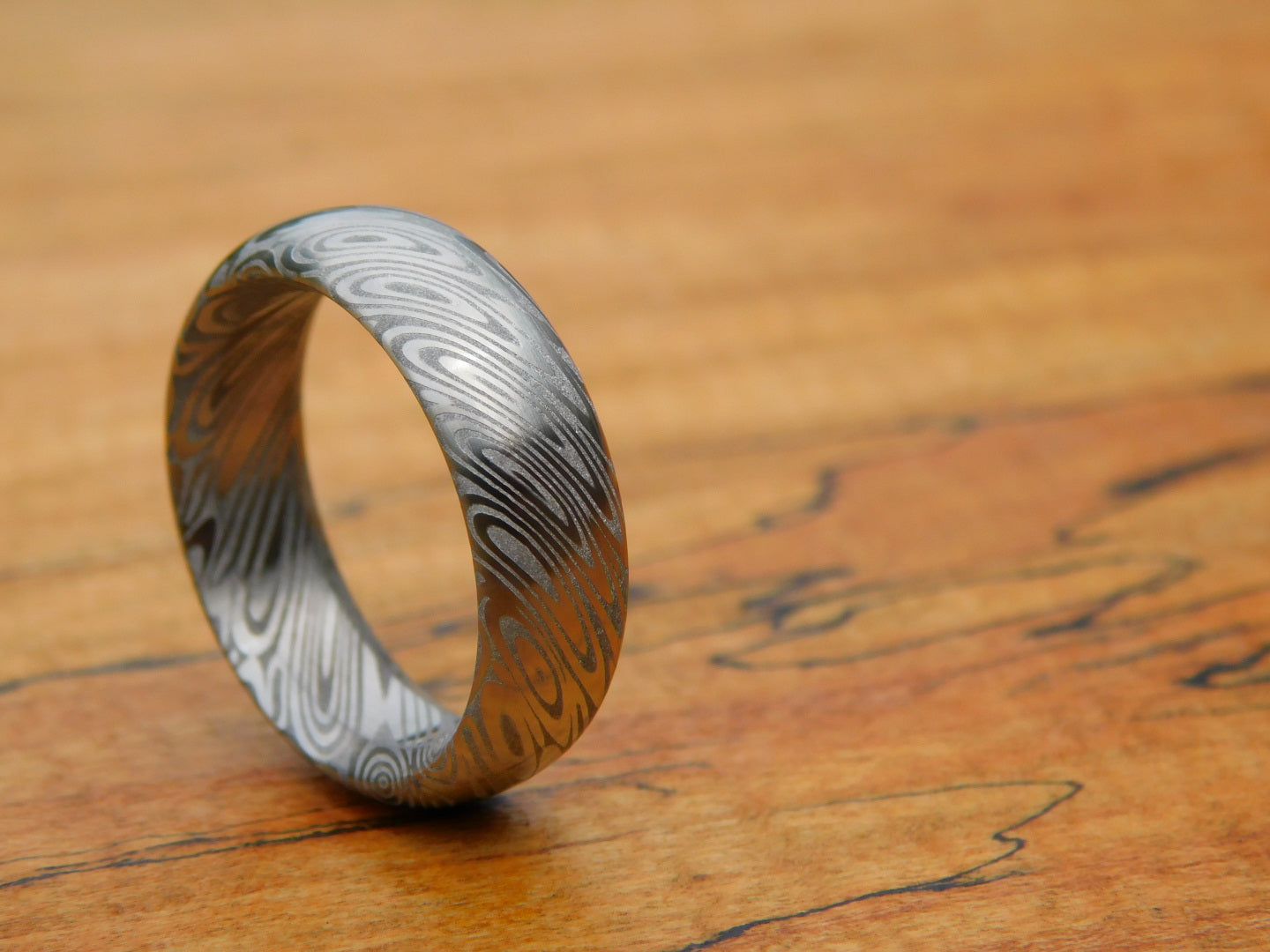 Saga Stainless Damascus Ring