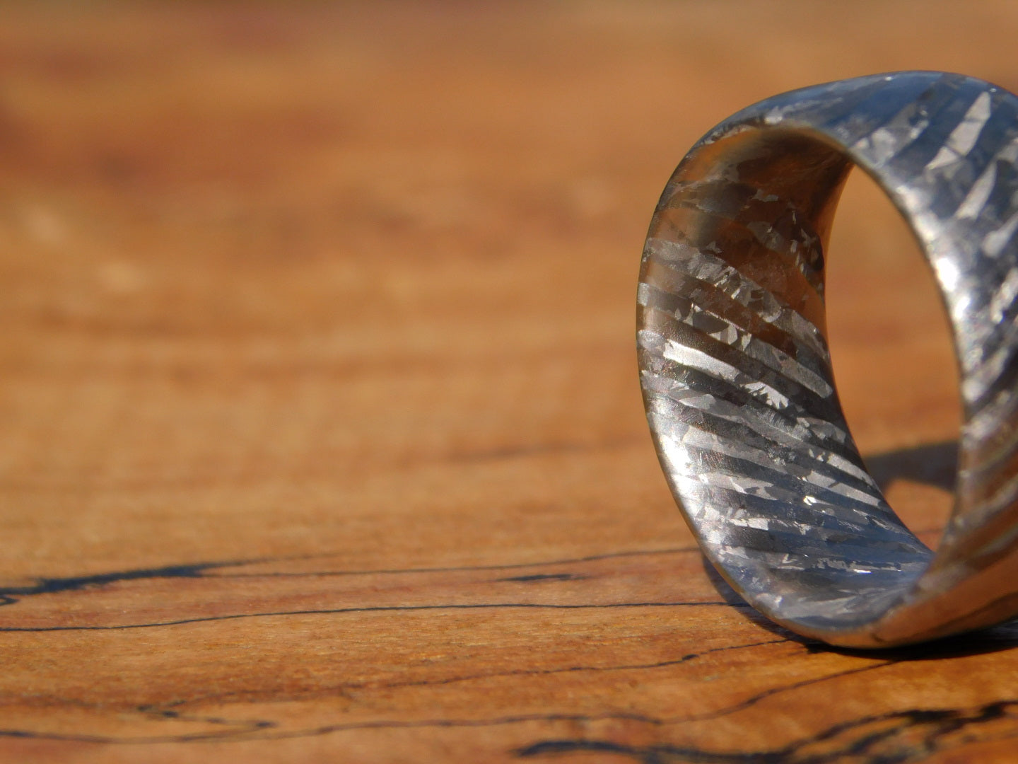Raw Crystallized Titanium Damascus Ring