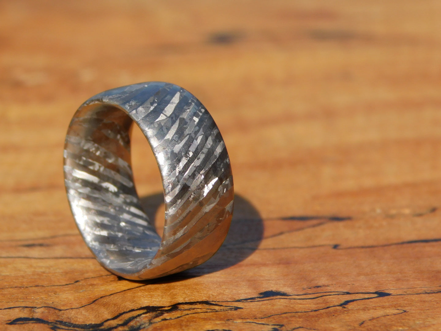 Raw Crystallized Titanium Damascus Ring