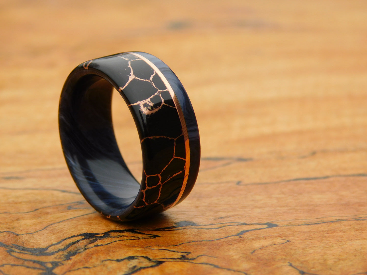 Black Gem x Copper Vein Ring