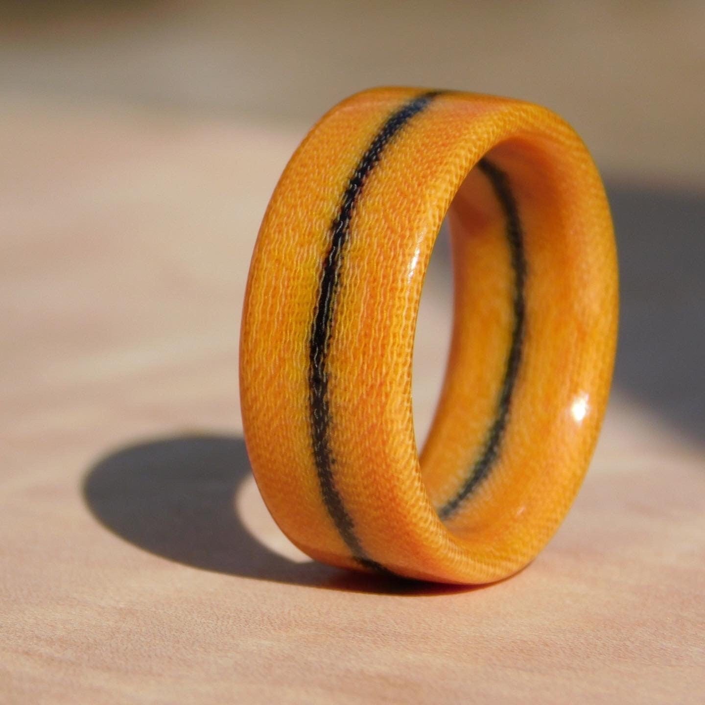 Vintage Black Line Canvas Micarta Ring