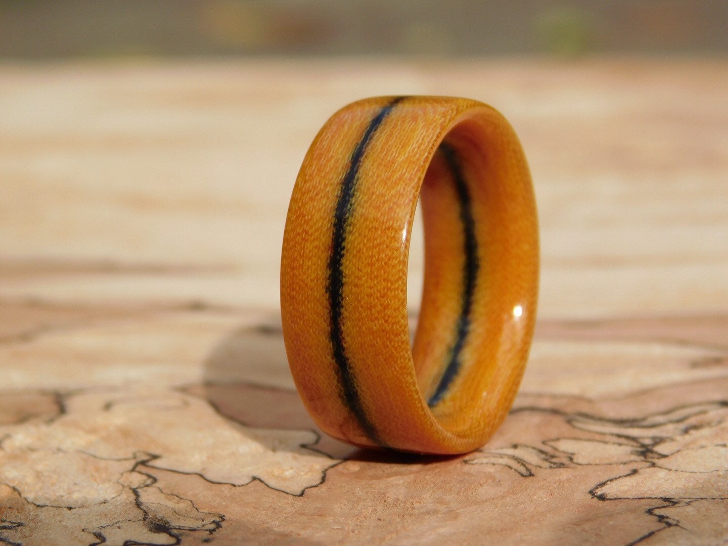 Vintage Black Line Canvas Micarta Ring