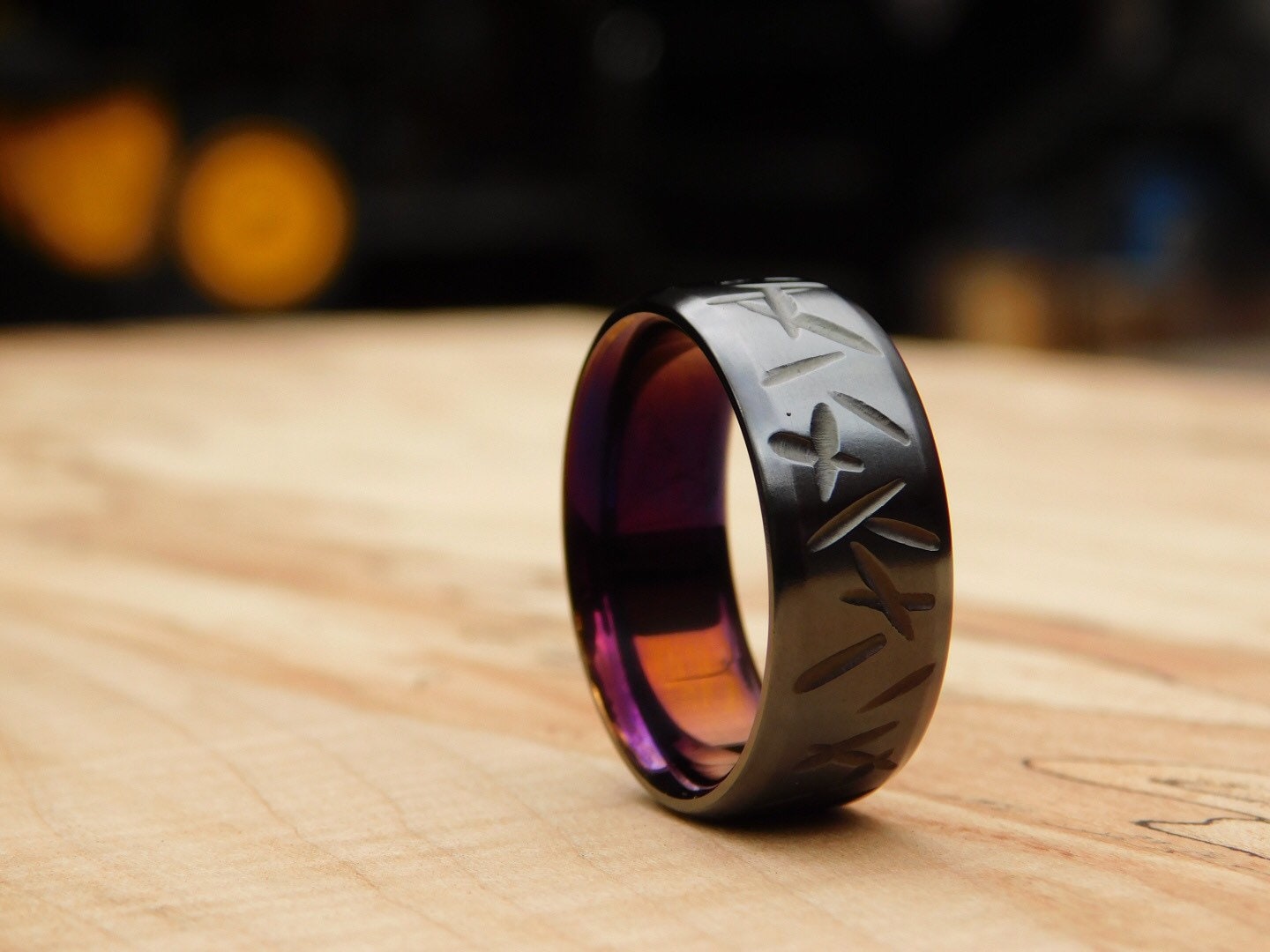 Flamed Black Titanium Battle-Born Ring