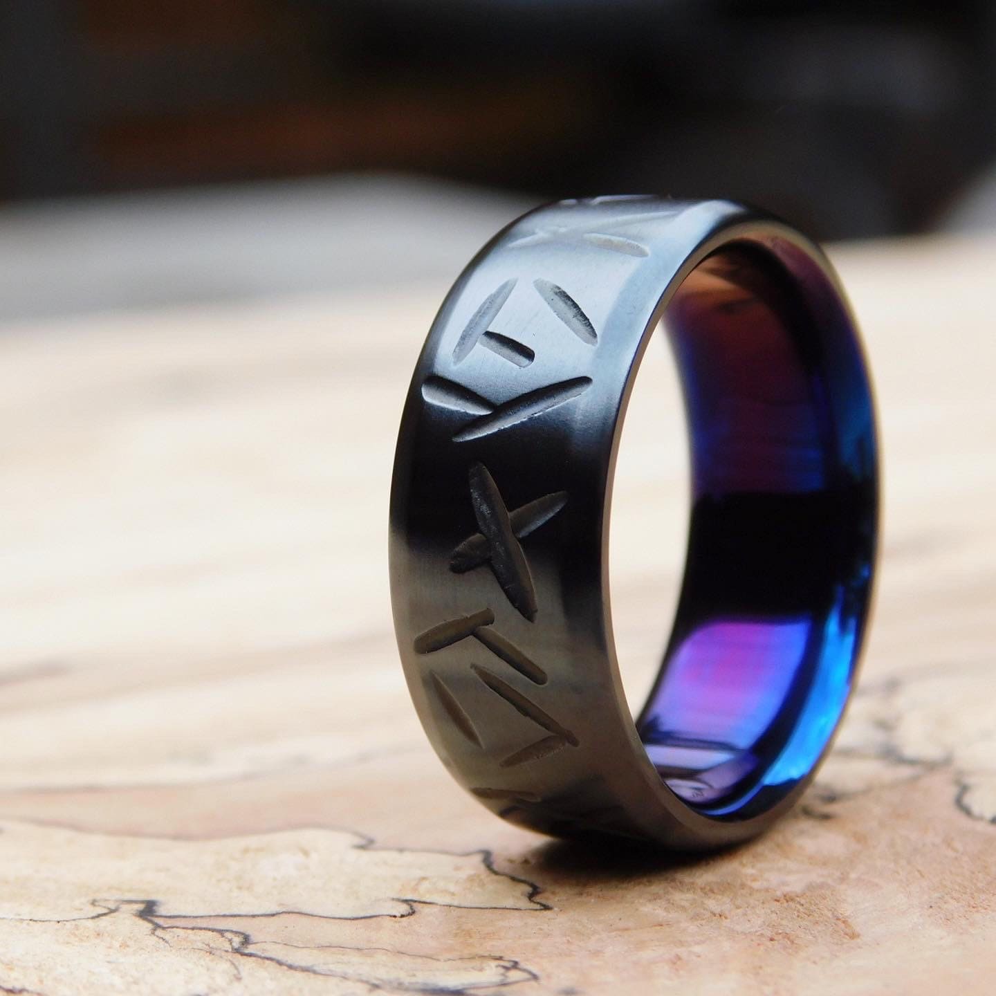 Flamed Black Titanium Battle-Born Ring
