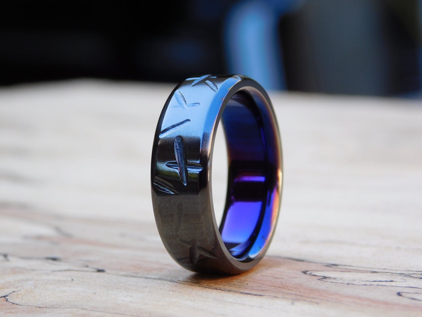 Flamed Black Titanium Battle-Born Ring