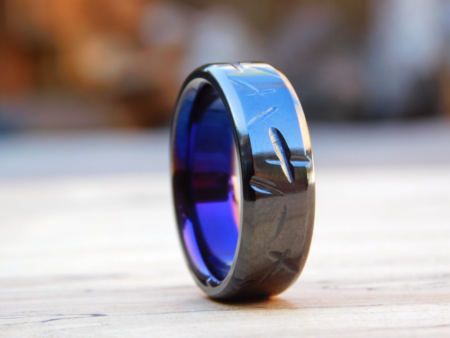 Flamed Black Titanium Battle-Born Ring