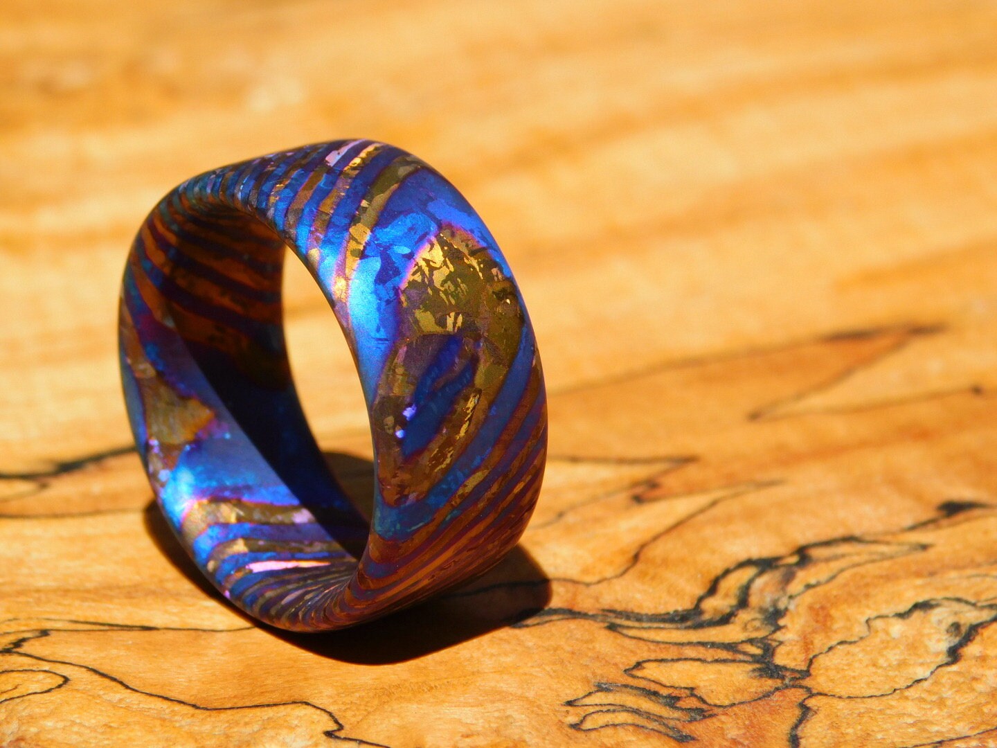 Crystallized Titanium Damascus Ring