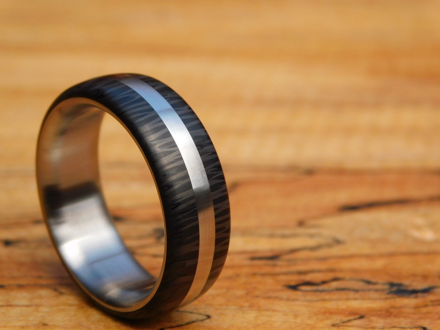 Crosscut Carbon Fiber x Titanium Ridgeline Ring