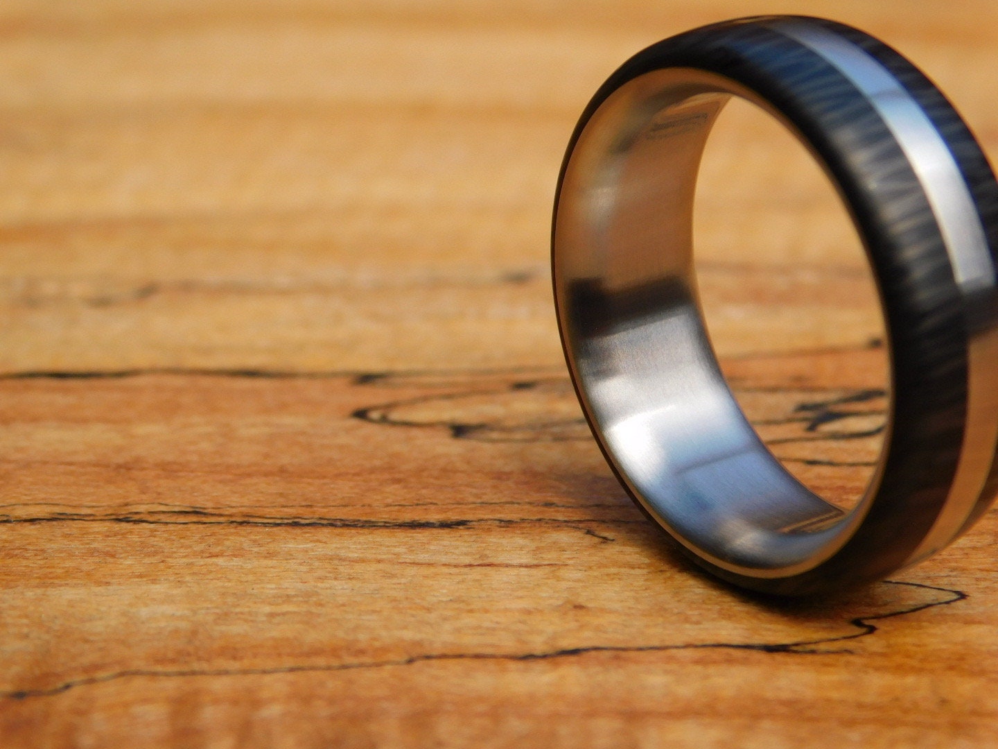 Crosscut Carbon Fiber x Titanium Ridgeline Ring