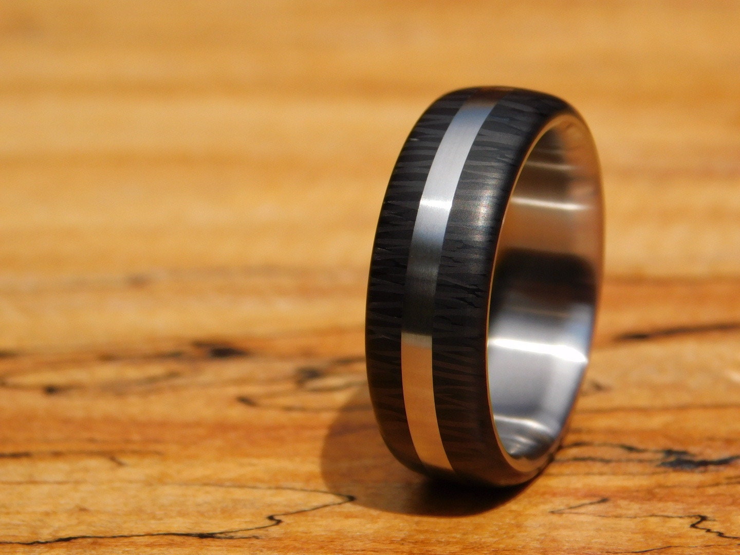 Crosscut Carbon Fiber x Titanium Ridgeline Ring