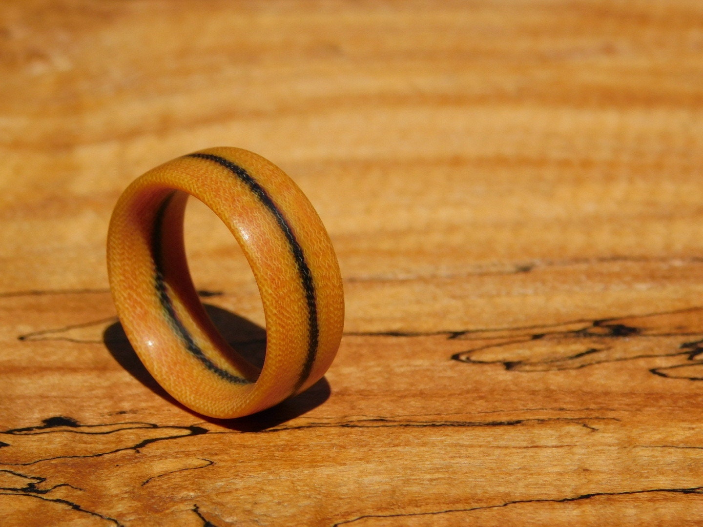 Vintage Black Line Canvas Micarta Ring