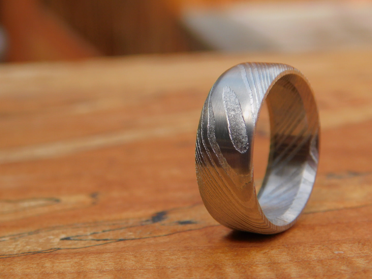 Twisted Stainless Steel Damascus Ring