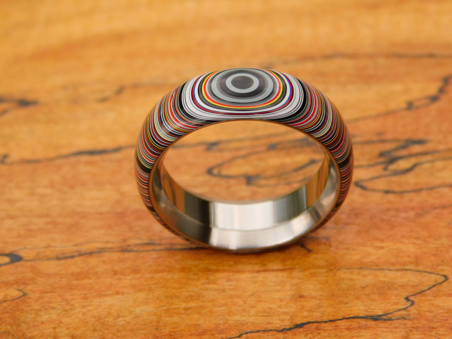 Crosscut Fordite x Titanium Ring