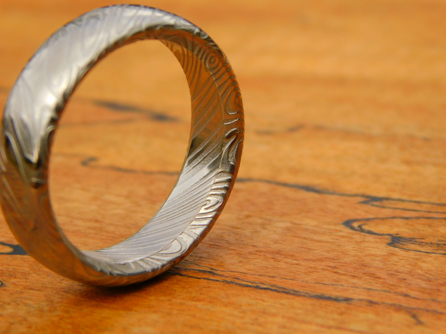 Saga Stainless Damascus Ring