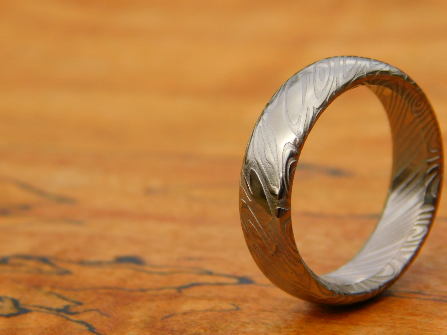 Saga Stainless Damascus Ring