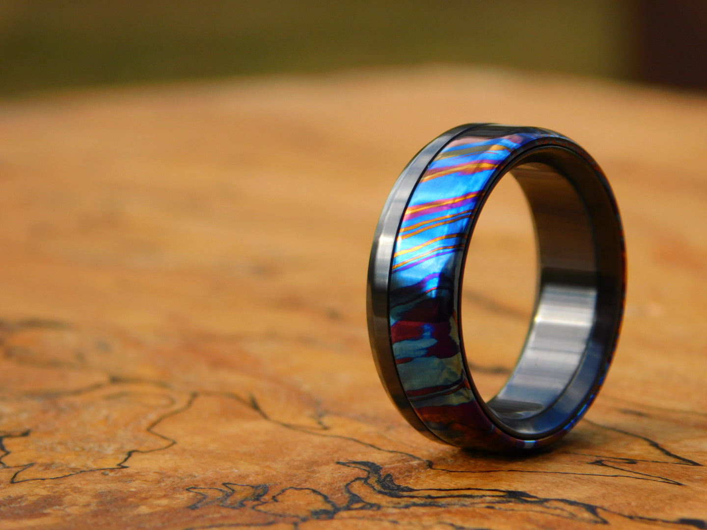 Wild Timascus x Black Zirconium Ring