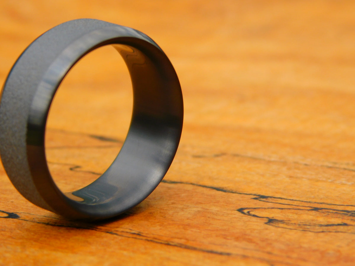 Blasted Tuxedo Zirc Ring