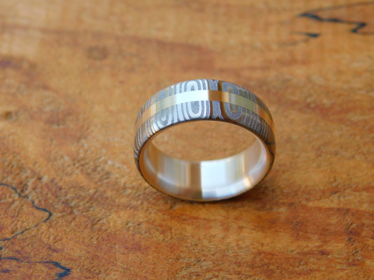 Fenja Stainless Damascus x Sterling Silver Ring