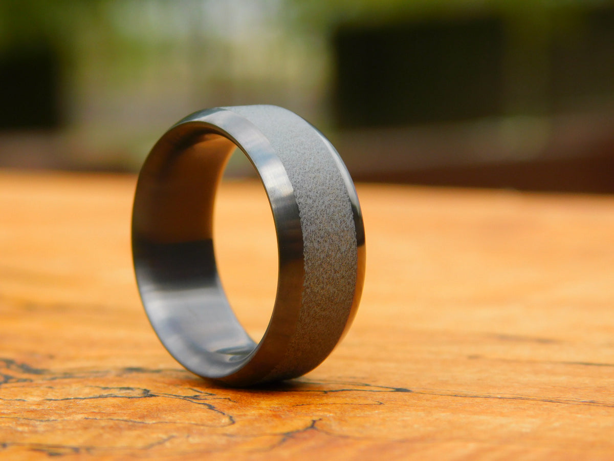 Blasted Tuxedo Zirc Ring