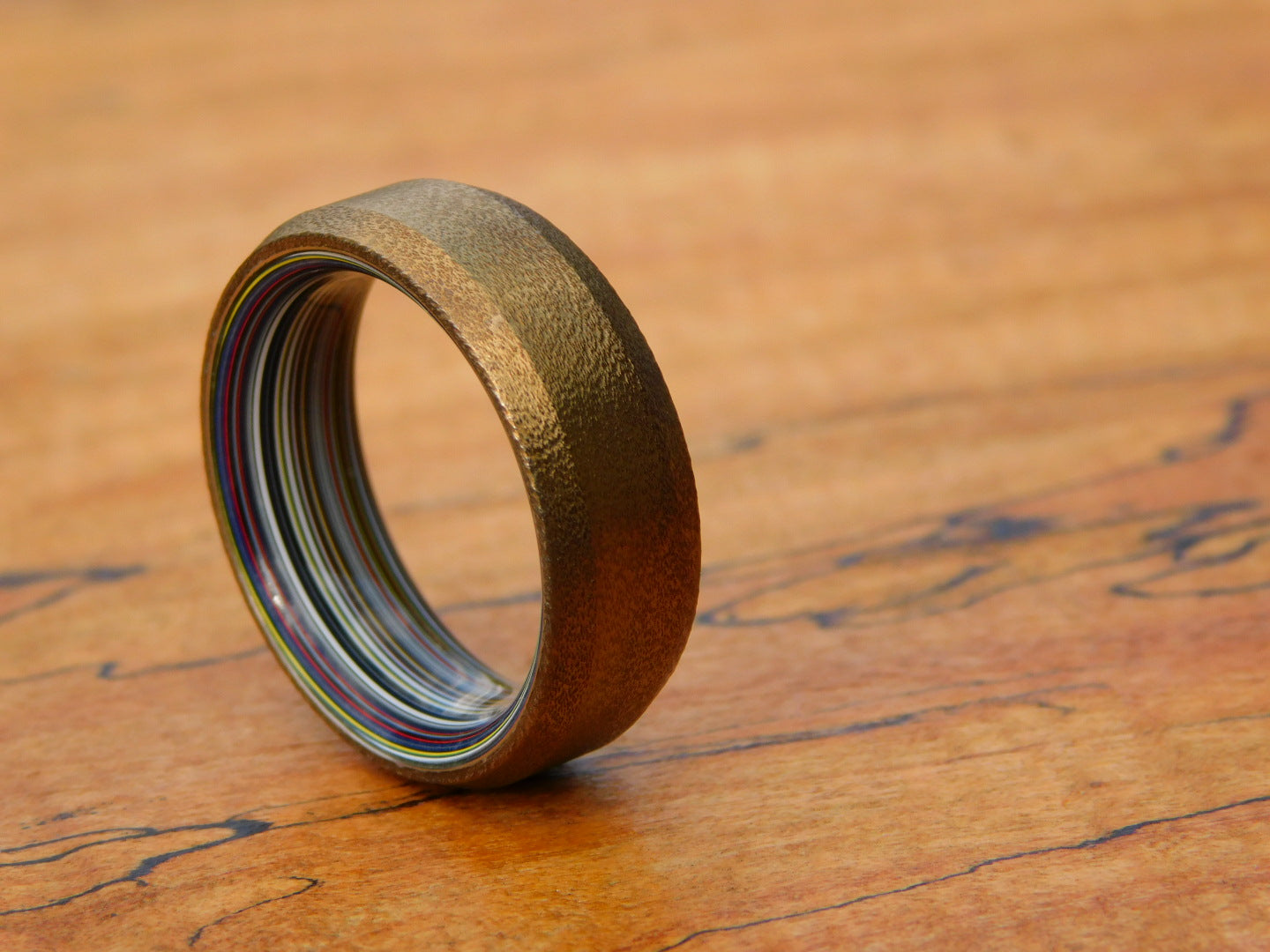 Bronzed Titanium x Fordite Ring - Size 9.75