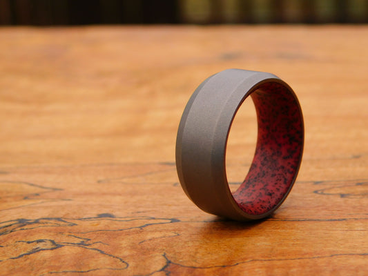 Blasted Titanium x Red Grip-Tec Ring