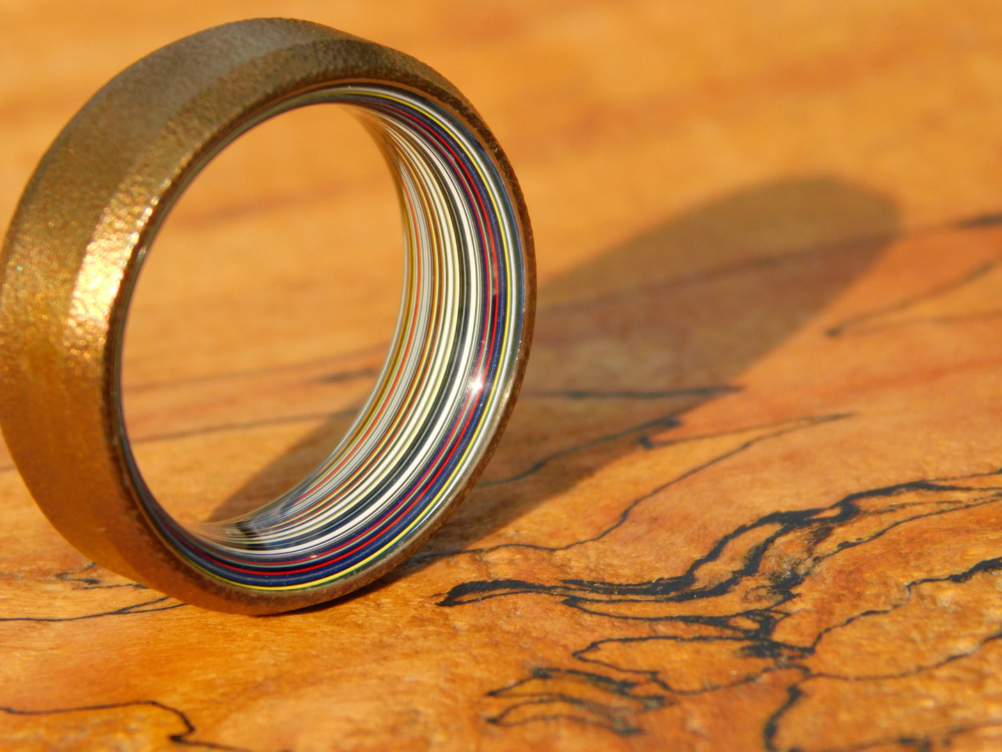 Bronzed Titanium x Fordite Ring - Size 9.75