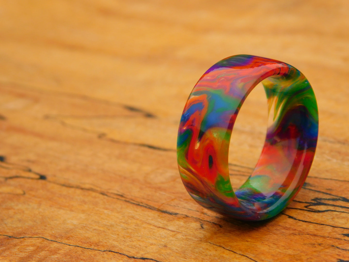 Rainbow Resin Ring - Size 10.75